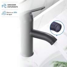 Llave Mezcladora Monomando para Lavabo, Grifos para Lavabos Individual Modernos, Lavamanos Baño Negro, Llave Monomando para Lavabo para Lavabo Bajo Encimera con Dos Mangueras Duraderas - Negro - Ver 7