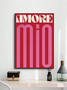 1pc Unframed AMORE MIO Letter Poster Printed On Waterproof Canvas, Living Room Or Bedroom Wall Decoration,Wall Art - Multicolor - View 4