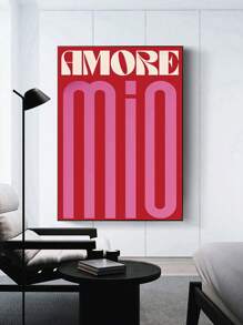 1pc Unframed AMORE MIO Letter Poster Printed On Waterproof Canvas, Living Room Or Bedroom Wall Decoration,Wall Art - Multicolor - View 5