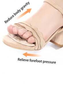 2pcs Pea Shape High Heels Anti-Friction Transparent Invisible Non-Slip Forefoot Pads Heel Stickers Universal - Beige - View 2