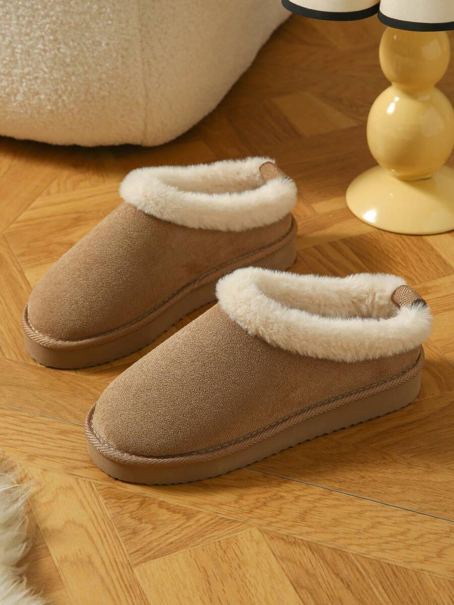 Zapatillas De Invierno Para Mujeres De Peluche Altura Alta Estilo Slip On Para Uso Interior