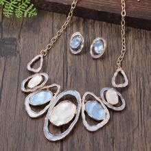 1條頸鍊和1對耳環,時尚創意鋅合金幾何圓形設計珠寶套裝,適用於女性、女孩、伴娘禮物 - 時尚 - 查看 16