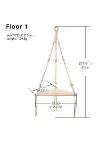 1pc Handmade Bohemia Floating Shelf - 3 Layers Wooden Board Storage Rack For Tissue, Succulent Plants, Keys, Ornaments - Wall Hanging Shelves For Living Room, Bedroom, Office - Home Decor - White - View 7