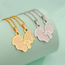 2 件时尚不锈钢蝴蝶形吊坠项链，适合情侣、情人节限量版、妈妈、母亲、母亲节、礼物