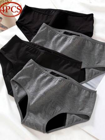 Pachet de 4 lenjerie de corp fiziologică pentru femei Chiloți postpartum cu talie joasă Chiloți triunghi confortabili, respirabili, Chiloți pentru perioada neabsorbanți