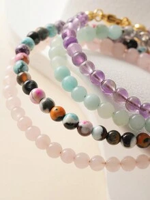 KBJW 1條精緻的經典珠鏈手鍊,不銹鋼火沙石珠手鍊適合女性日常佩戴送禮 - 彩色的 - 查看 2