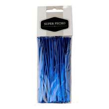 Fecho prático aramado metalizado 100 unidades - Azul - Visão 1