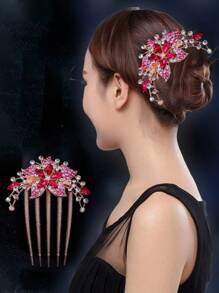 Women's Exquisite Crystal Flower Hair Comb Hair Pin Hair Fork Hair Stick Hair Accessories For Updo & Bridal Hair Royal Combs For Hair Side Comb, School Stuff, Wedding