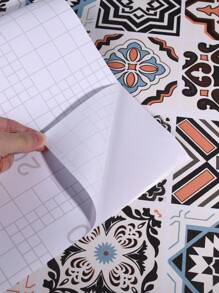 1 Rollo de adhesivo de piso estilo europeo, pegatina de vinilo impermeable con patrón de baldosas para instalar de forma instantánea en la sala de estar, cocina, dormitorio, piso de dormitorio, baldosas autoadhesivas para decoración del hogar