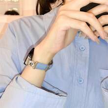 全新 Love 鑽石、皮革、水鑽和金屬鏈條配件錶帶,相容於 Apple Watch 系列 1-9、se2,長度可調節,適合男士和女士,42 毫米、44 毫米、45 毫米、49 毫米 - 42/44/45/49MM - 查看 3