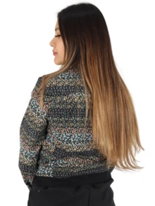 Cazadora tipo bómber, estampada con cremellera. - Negro - Ver 2