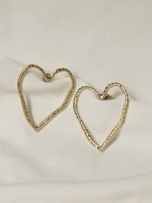 1 对金属镂空心形耳环情人节 - 金黃色 - 查看 7