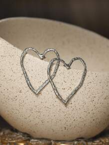 1 对金属镂空心形耳环情人节 - 金黃色 - 查看 11