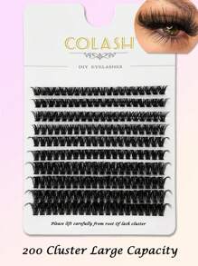 200pcs Cluster Eyelashes, 60d 0.07d 8-16mm Large Curled Cluster Eyelashes, Individual False Eyelashes, Suitable For Diy Eyelash Extension, Long & Thick, Natural Appearance - D - View 1