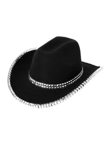 1pc [Cowboy Hat]Studded Punk Casual Hat Knit Western Cowboy Hat Wide Brim Sunhat Riding Cap Party Cowboy Hat Cowgirl Hat Halloween - Multicolor - View 7