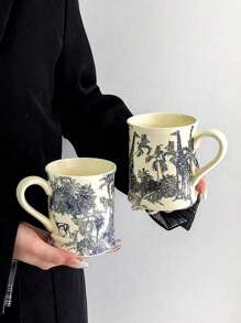 One Black Giraffe Pattern Ceramic Mug With Handle, Vintage Jungle Style, Ideal For Breakfast Tea, Coffee, Couple Gift, Home, Office And Restaurant Back To School - Giraffe Mug - View 11