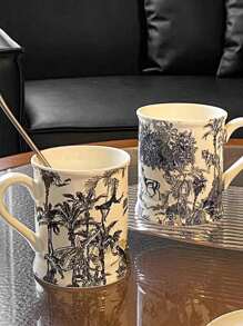 One Black Giraffe Pattern Ceramic Mug With Handle, Vintage Jungle Style, Ideal For Breakfast Tea, Coffee, Couple Gift, Home, Office And Restaurant Back To School - Giraffe Mug - View 10