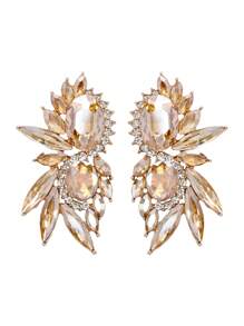 juran 1 Par Aretes De Vidrio Con Diamantes De Imitación Para Mujeres, Hermoso Regalo De Joyería Para La Noche De Cita