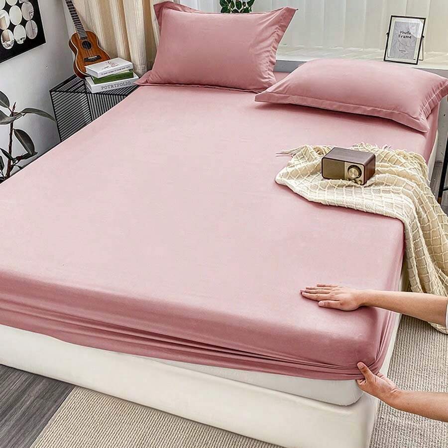 1 件纯色柔软床笠，简约风格床笠四季床垫保护套，适用于卧室、宿舍、酒店、民宿和其他床上用品，不包括枕套