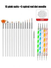21入組白色美甲工具刷套裝,美甲刷混合套裝,指甲油畫筆,彩繪筆,uv凝膠指甲線條筆和指甲點球筆,拉筆,漸變筆,指甲油膠、油和diy美甲沙龍,美容沙龍初學者在家也可以體驗 - 黑與白 - 查看 1
