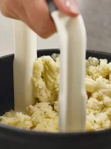 1 Pieza Trituradora De Papas Manual Con Patrón Ondulado, Utensilio De Cocina Para Hacer Puré De Papas (hecho De Plástico) - Blanco - Ver 4