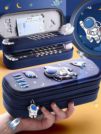 1pc Super Cute 3D Double-Layer EVA Pencil Case With Large Capacity Cartoon Pattern Pencil Case, High Aesthetic Value, Popular And Affordable Pencil Case For Elementary School Students[He Product Only Has A Pen Case And Does Not Include Scene Image Accessories] Back To School,Back To School,School Supplies,Stationery,Bag