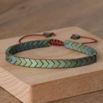 gxtbw 1 pieza Brazalete de hematita con diseño de flecha, brazalete de equilibrio, meditación, calmante, protección espiritual, regalo