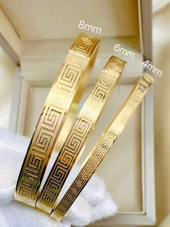 時尚情侶不鏽鋼手鍊復古經典迷宮印花女士珠寶週年紀念禮物