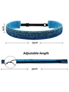 高彈性運動風格女士髮圈,時尚天鵝絨頭箍裝飾著彩色閃亮珠子,輕便舒適可調節尺寸適合日常穿著 - 彩色 - 查看 7