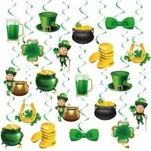 20pcs St. Patrick's Day Decoration Set For Irish Festival, Spiral Ceiling Hanging Decor - Multicolor - View 1