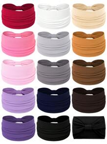 3 pezzi Fasce elastiche extra larghe a torsione di colore unito per donna, accessori per capelli alla moda e alla moda per l'autunno e l'inverno, adatti per vacanze, outfit eleganti, sciarpe, bandane e fasce per capelli morbide per donna, estivo, vacanza, viaggio - Multicolore - Visualizzare 8