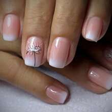 24入組短款粉色漸變花卉設計人工美甲,附1支果凍膠及1檔指甲檔 - 粉色 - 查看 1