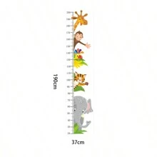 1pc Animal Growth Chart Sticker, Nursery Kids Room Decor Baby Height Measurement Wall Ruler, Cartoon Animal Wall Sticker - Multicolor - View 2