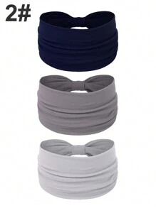 3 pezzi Fasce elastiche extra larghe a torsione di colore unito per donna, accessori per capelli alla moda e alla moda per l'autunno e l'inverno, adatti per vacanze, outfit eleganti, sciarpe, bandane e fasce per capelli morbide per donna, estivo, vacanza, viaggio - Multicolore - Visualizzare 11
