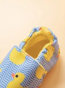 1雙可愛有趣的卡通小鴨圖案舒適幼兒平底運動鞋,適用於男寶女寶,四季皆宜 - 黃色 - 查看 9