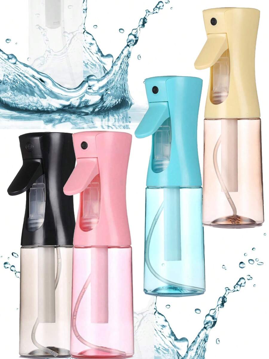 1 件 200ml/300ml 透明彩色高压连续喷雾瓶，可重复使用带喷嘴的美发喷雾器，有粉色、黑色、黄色和蓝粉色配件可供选择