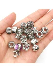 ngẫu nhiên 10 cái Retro Dát Pha lê Lớn Lỗ Hạt , Hợp kim Men răng Spacer Hạt , Đối với DIY Thủ công Vòng tay cườm Dây chuyền Thủ công mỹ nghệ , Làm đồ trang sức Quân nhu - tròn - Xem 9
