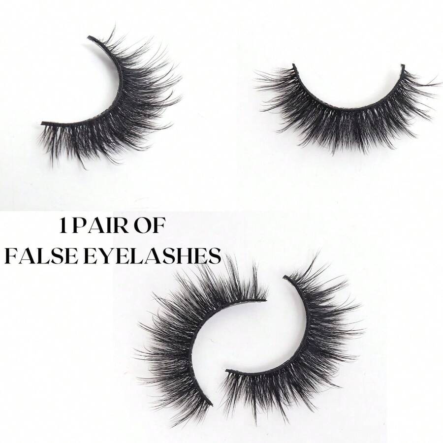 1pair Natural Mixed False Eyelashes Round Packaging Look Like Lash Extensions Natural Lashes