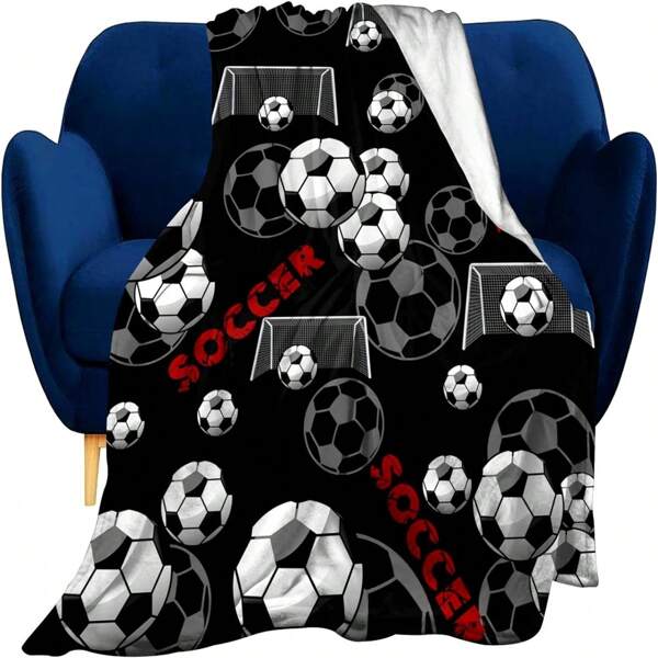 1pc Super Soft Soccer Blanket Lightweight Cozy 3D Printed Flannel Baseball Basketball Throw Blankets For Sport Fans Kids Adults Gifts