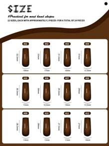Conjunto de 24 uñas postizas largas con diseño cuadrado degradado en color marrón oscuro, elegante y sencillo con pegamento y lima de uñas, diseño de cobertura completa para fiestas, bailes o uso diario, suministros de uñas postizas uñas falsas uña falsa uña acrílica