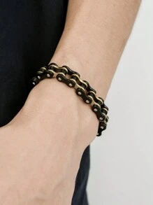 1 pièce Bracelet chaîne de vélo, bijou de main en acier inoxydable pour hommes et femmes, poli et coloré, style punk hip-hop, cadeau pour petit ami et petite amie - bracelet chaîne - Voir 6