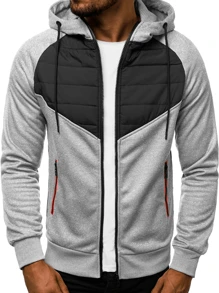 Shendy Vendy Men's Sweatshirt With Sports Hood With Zipper Hoodie - 淺灰色 - 查看 2