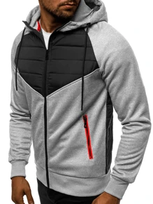 Shendy Vendy Men's Sweatshirt With Sports Hood With Zipper Hoodie - 淺灰色 - 查看 4