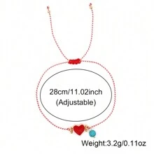 1PC Martis Series Snowflake Inlay Synthetic Turquoise Metal Red Heart Jewelry 2024 Greek March Bracelets For Her Valentines,Mom,Mother,Mother's Day,Gift - Multicolor - View 6
