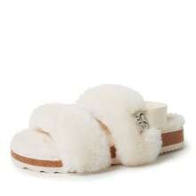 Dearfoams EZ Feet Women's Genuine Shearling Slingback Sandal - tự nhiên - Xem 1