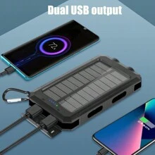 太阳能充电器便携式防水充电器双灯太阳能灯露营手电筒盒移动电源嵌套实际 4000mAh 6000mAh 8000mAh 10000mAh 室内、室外花园照明适用于小路、庭院、露台 - 杏色 - 查看 10