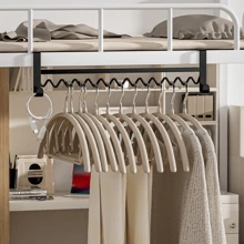 1/2件套双层床头铁挂钩衣架免钻安装宿舍学生衣架家用或宿舍床头挂钩 - 黑色 - 查看 3