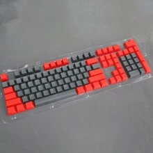 Keycap OEM Height Mechanical Keyboard Cap Compatible ABS Material With 104 Keys/87 Keys/61 Keys Mechanical Keyboard Cap Closed Character Translucent Gray Red Splicing ABS Key Cap Compatible With 6.25U Spacebar Boxed With Key Puller - Red/Grey Keycap 104 Keys - View 2