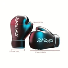 2 breathable boxing gloves - Black - View 2