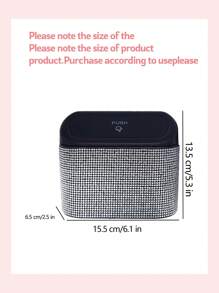 Black Car Trash Can With Rhinestone Design - Silver - View 6